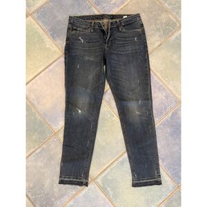 Lucky Brand Skinny Jeans Womens 8/29 Blue Distressed Released Raw Hem Denim